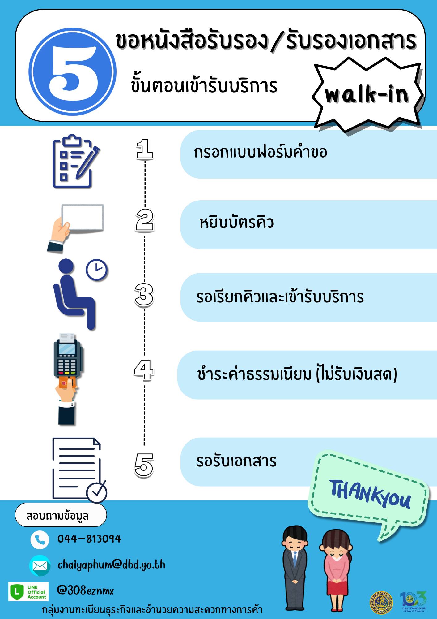 ประชาสัมพันธ์ การบริการขอหนังสือรับรองรับรองเอกสารของนิติบุคคล